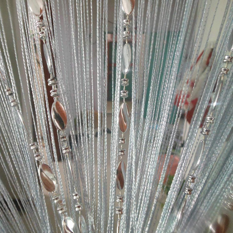 ZiDeTang ستارة باب زيدتانغ مزينة بالأزرار والخرز، ستارة فاصل لغرفة المعيشة (39.30" × 78.50"، رمادي) - Image 2